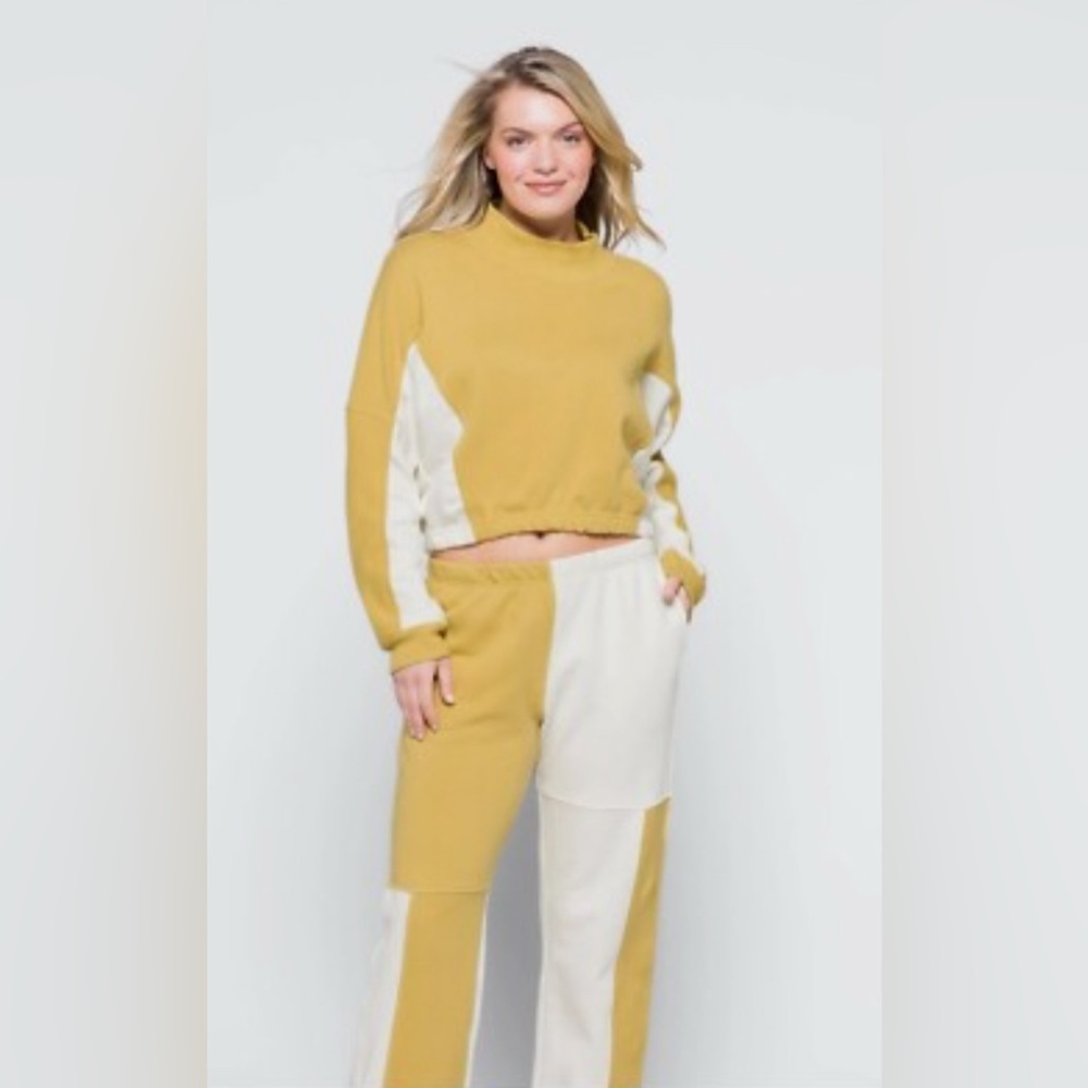 #1030 Free People Patched Up  Sweat Honey Wheat Set